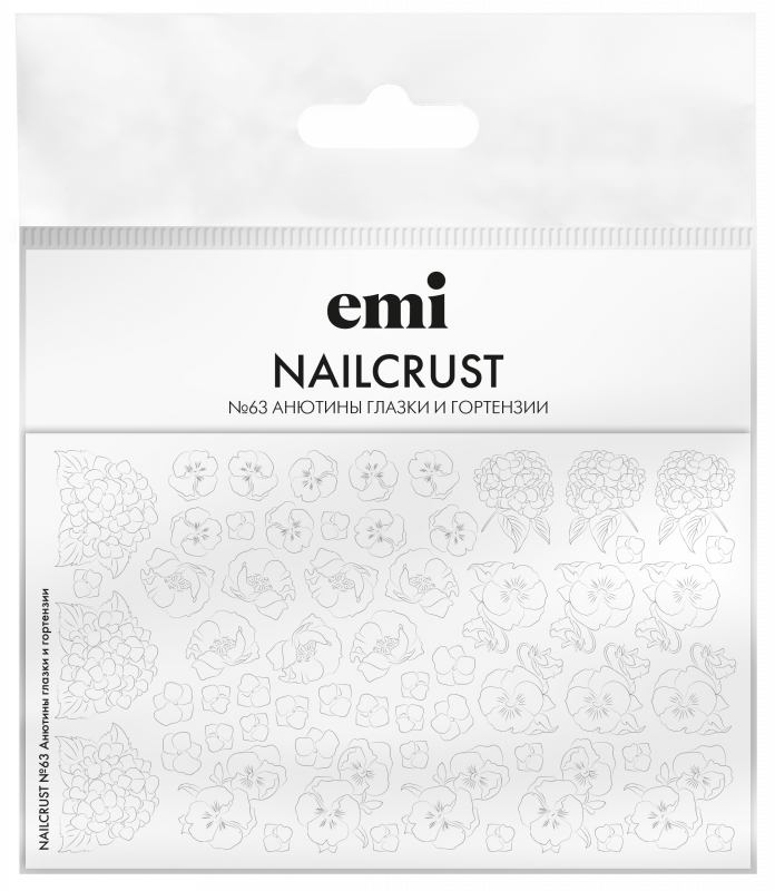 Купить NAILCRUST Трафареты-слайдеры №63 Анютины глазки и гортензии (на непрозрачной белой подложке) в официальном магазине EMI с доставкой по России